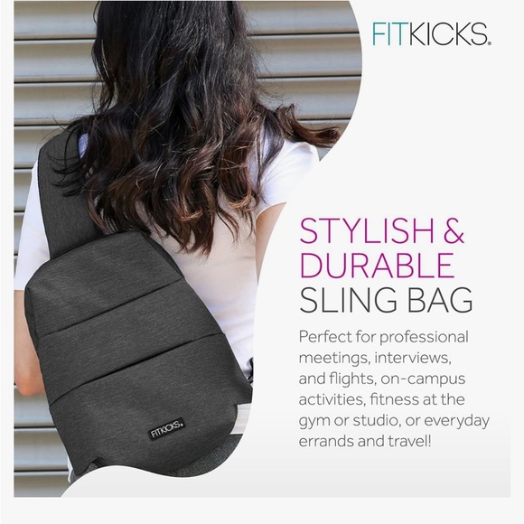 NEW FITKICKS Latitude Active Lifestyle Sling Bag Backpack - Black Color - Picture 5 of 12